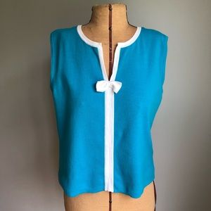 Designers Originals Med. Aqua/White Sleeveless Top